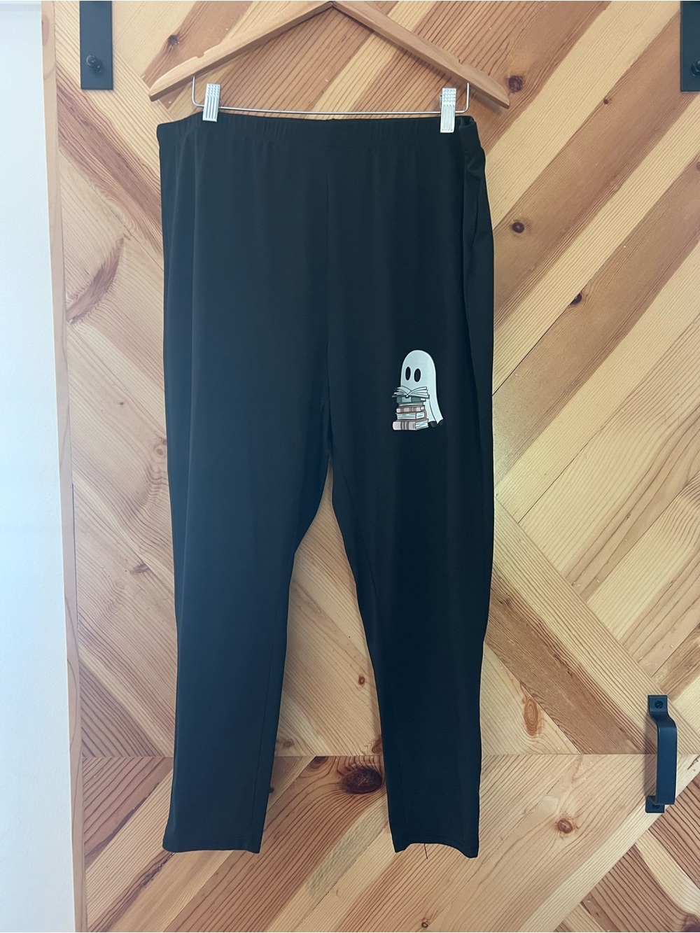 SHEIN Black Leggings with Cute Ghost & Book Graphic